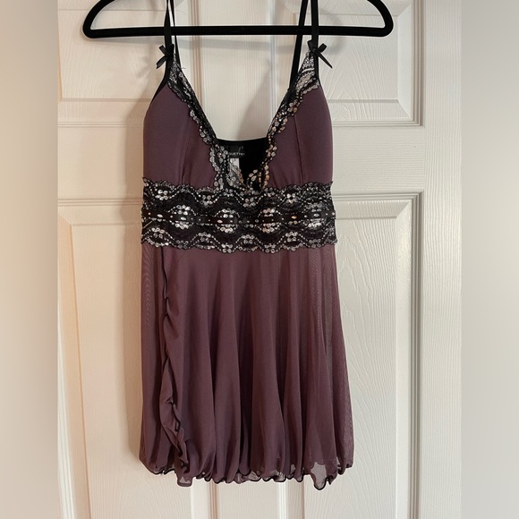 Coquette Women's Mesh Babydoll with Metallic Lace Medium - Picture 5 of 5